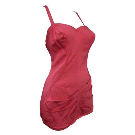 1950s Catalina Pink One Piece Pin Up Style Bathing Suit For Sale At