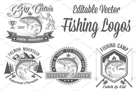 Vector Editable Fishing Logos Branding And Logo Templates Creative Market
