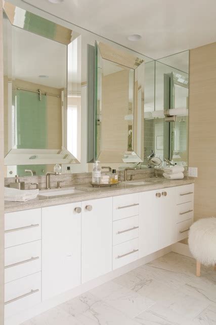 Amazing gallery of interior design and decorating ideas of beveled bathroom mirrors in bathrooms by elite interior designers. Beveled Bathroom Mirror - Contemporary - bathroom - Maison ...