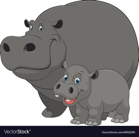 Hippo With Cub Royalty Free Vector Image Vectorstock