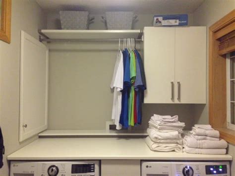 It has lots of storage plus a place to sit (affiliate link: Laundry room countertop: We made it float - IKEA Hackers