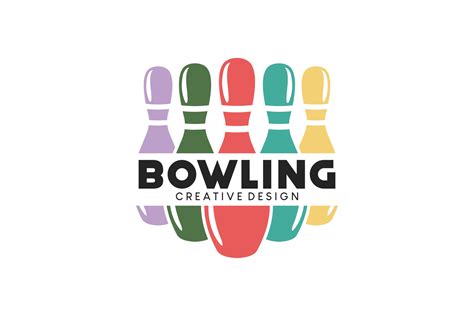 Bowling Logo Design With Colorful Bowling Pins Concept 23480763 Vector