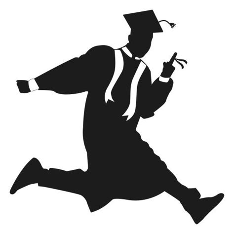 Jumping Graduate Holding Diploma Silhouette