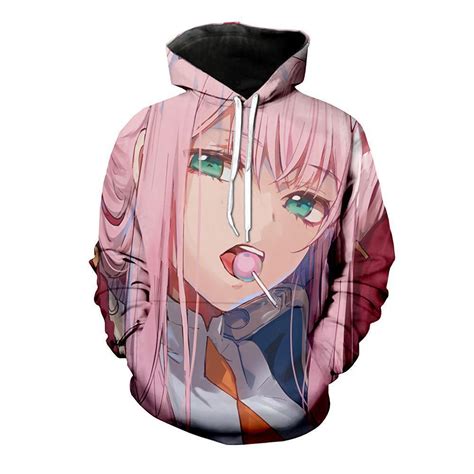 Darling In The Franxx Hoodie Zero Two With Sucker Pullover Hoodie