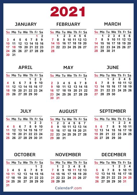 12 month 2021 calendar includes. 2021 Calendar with US Holidays, Printable Free, Blue ...