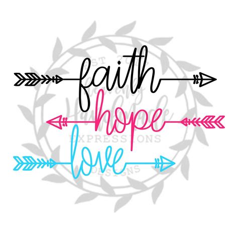 Faith Hope Love Motivational Words With Arrows Svg Png