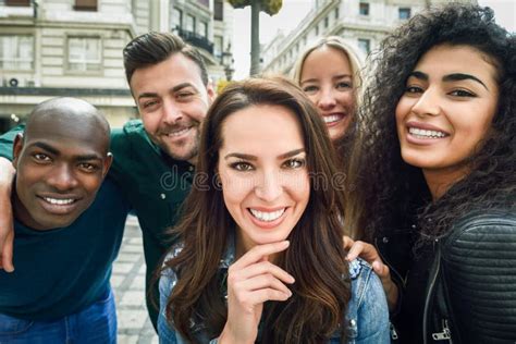 Multiracial Group Of Young People Taking Selfie Stock Image Image Of Photographing Friends