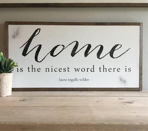 Home Is The Nicest Word There Is Laura Ingalls Wilder Quote Etsy Shabby Chic Farmhouse Shabby