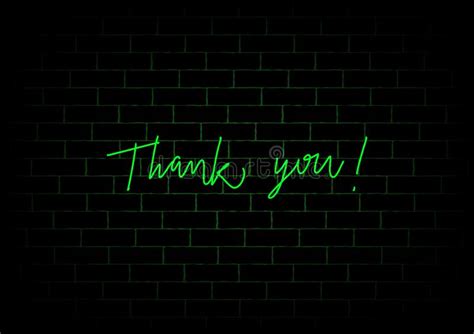 Thank You Hand Lettering With Green Neon Stock Vector Illustration Of