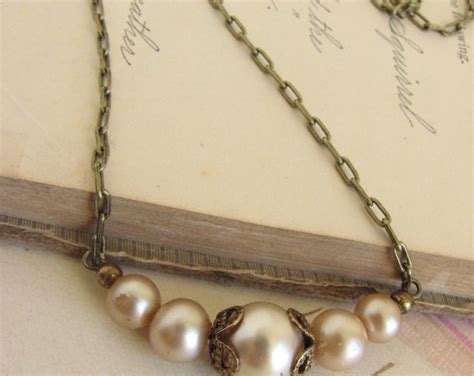 Vintage Romantic Pearl Necklace Shabby Chic Vintage Inspired Etsy