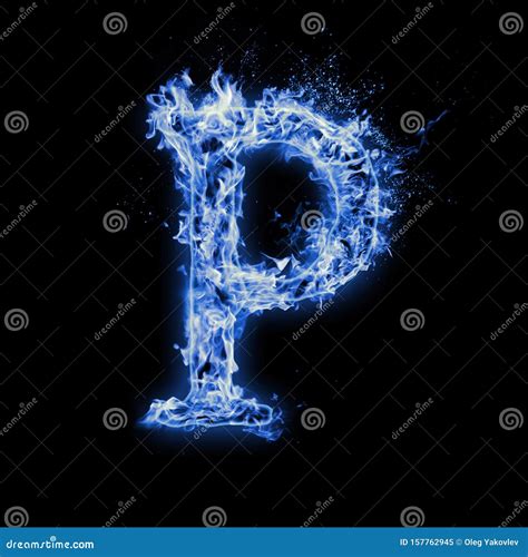 Letter P Blue Fire Flames On Black Stock Illustration Illustration