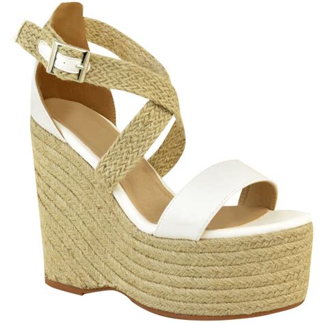 Womens High Wedge Platform Sandals Summer Espadrilles Strappy Party