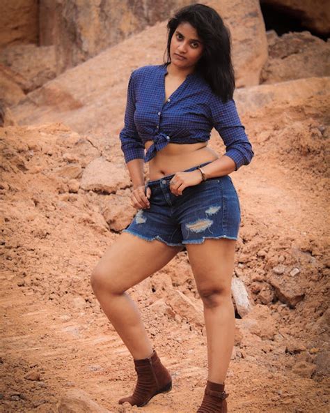 Soumya Shetty Hot Navel Show Photo Stills In Short Jeans And Blue Shirt Imagedesi Com