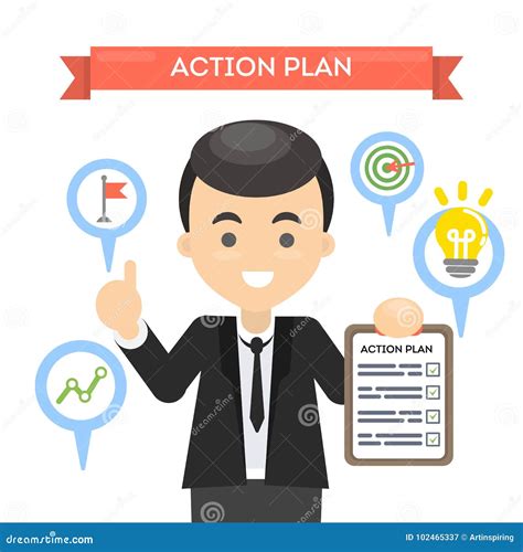 Man With Action Plan Stock Vector Illustration Of Management 102465337