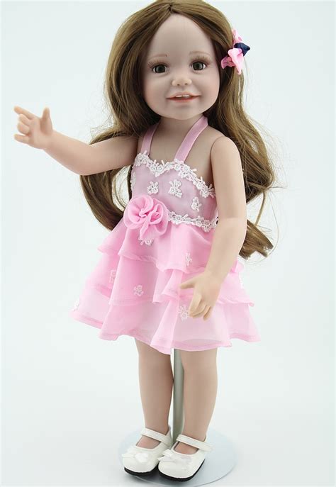 New Full Vinyl American Girl 18 Inch Play Dolls With Brown Long Hair