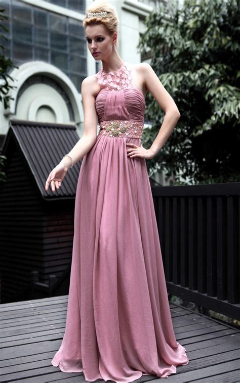 Elliot Claire Halter Pink Bridesmaid Dress With Jewels 30542 Elliot