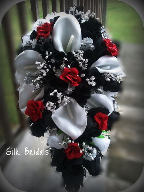 Red And Black Bridal Bouquet Flowersbout