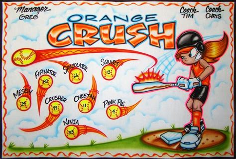 Orange Crush Airbrush Softball Banner FASteambanners | Softball banner, Team banner, Banner