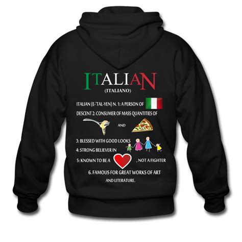 italian italiano noun unisex zip hoodie the proud italian italian ts