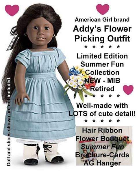 american girl addy s flower picking outfit ltd edition dress nib new retired american girl