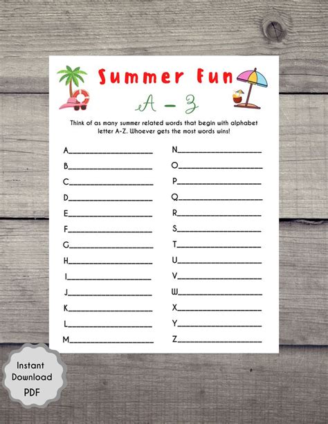 Summer Emoji Pictionary Game Summer Fun Game Summer Party Etsy