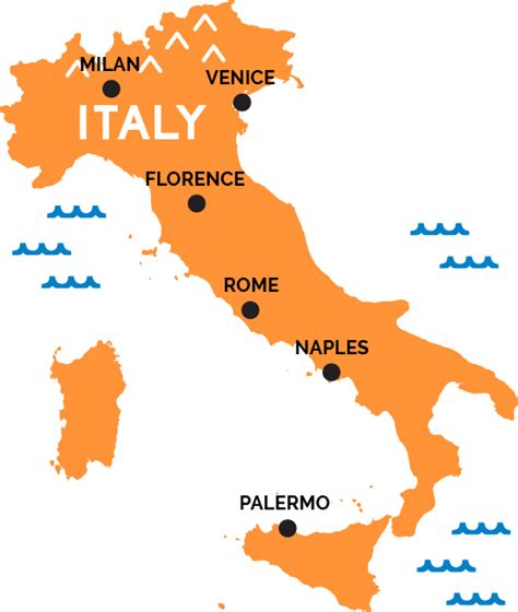 Navegue pelo mapa da itália. Map of Italy | RailPass.com