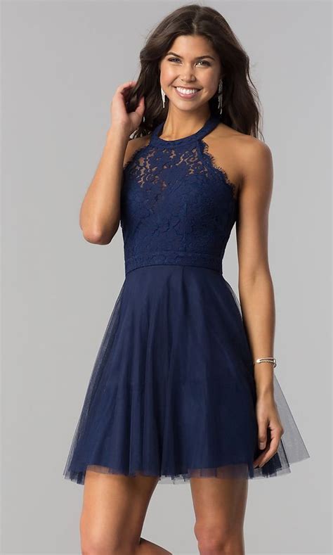 Lace Bodice Homecoming Short Halter Party Dress Homecoming Dresses
