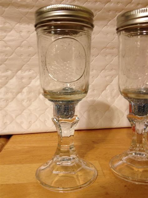 Mason Jar Wine Glass Made From A Candlestick I Put Glitter In The