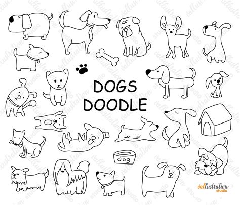 Dogs Clipart Dogs Doodle Dogs Puppy Funny Dogs Cute Hand Etsy Canada