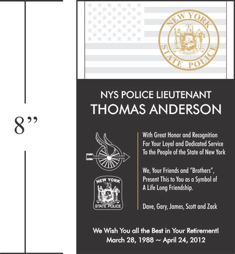 Police Retirement Plaque and Wording Samples | Retirement plaque, Retirement plaques, Thank you ...