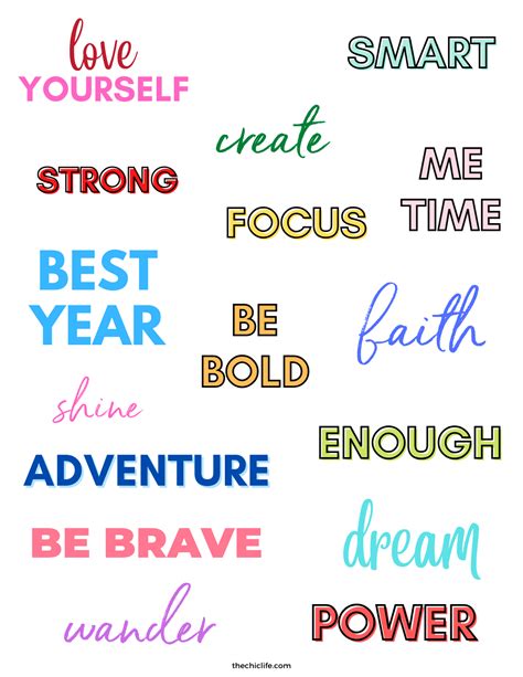 Printable Words For Vision Board