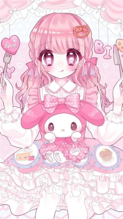 Pink Pastel Pink Cute Anime Girl Wallpaper