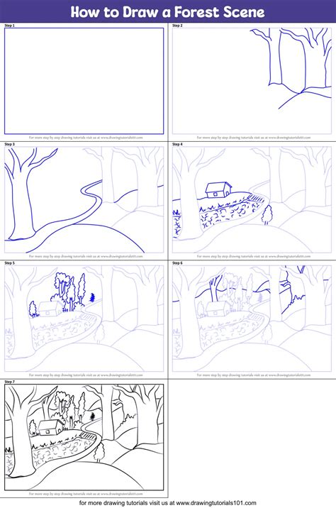 How To Draw A Forest Scene Printable Step By Step Drawing Sheet