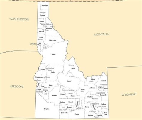 Map Of Idaho Id County Map With Selected Cities And Towns