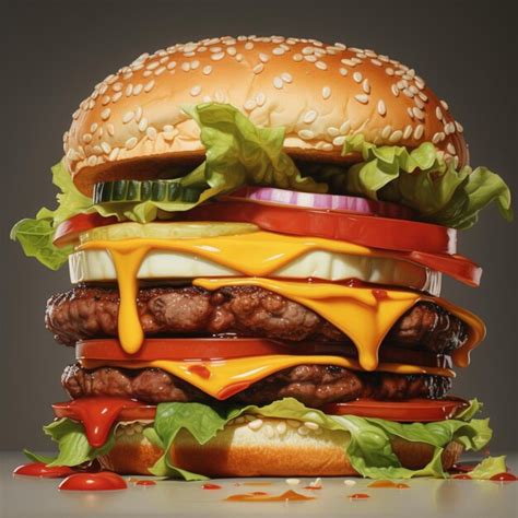 Premium Ai Image Grilled Beef Burger With Cheese And Tomato Generated