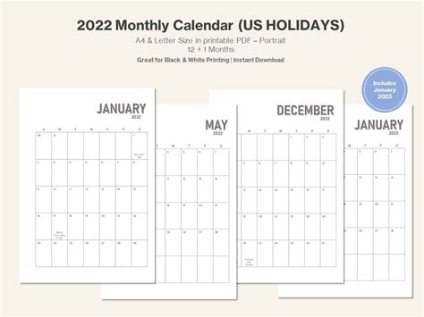 Calendar 2022 And 2023 Template 12 Months Vector Image Riset