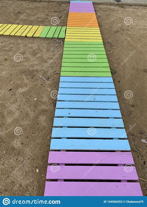 Colorful Wooden Pathway On The Beach Photo Stock Image Image Of