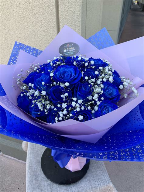 2 Dz Blue Roses Wrapped Bouquet Pre Order Only In San Jose Ca La