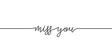 Miss You Word Continuous One Line Drawing Text Phrase Vector