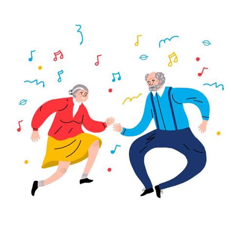 Old Woman Dancing Funny Illustrations Royalty Free Vector Graphics