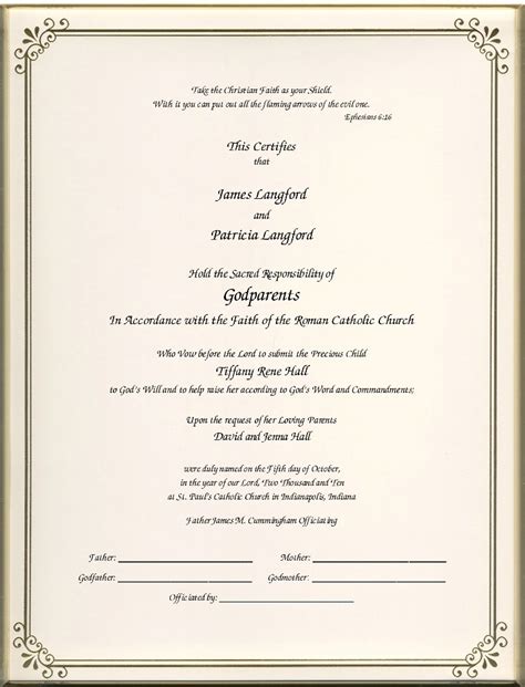 Catholic Godparent Certificates Main Page