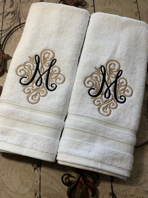 Monogrammed Luxury Ivory Bath Towel Set Hand Towels Wedding Etsy Uk