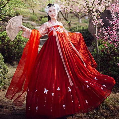 Hanfu National Costume Ancient Chinese Fairy Long Sleeve Red Clothes