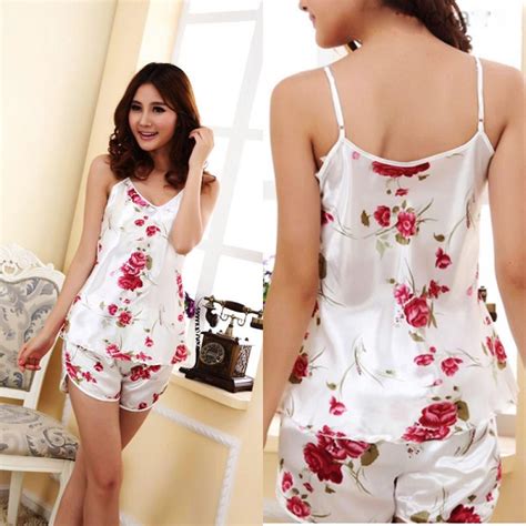 Buy 2018 New Women Sexy Flower Sleepwear Braces Shirtsshorts Underwear Robes Set At Affordable