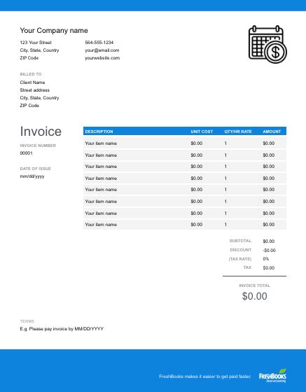 Net 30 Invoice Template Free Download Freshbooks