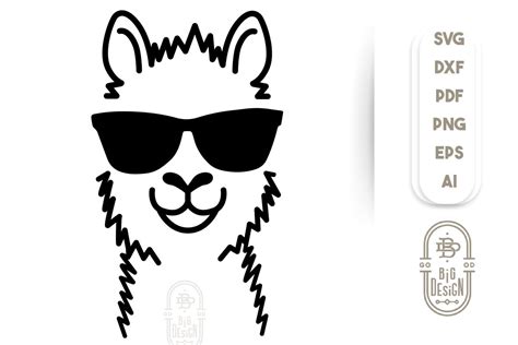 LLAMA SVG CUT FILE Lama Head Svg Illustration Sunglasses SVGs Design Bundles