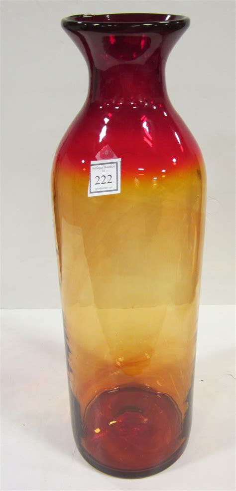 Blenko Amberina Glass Floor Vase With Label 24 75 Tall