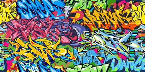 Abstract Colorful Graffiti Street Art Seamless Pattern Vector
