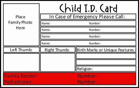 Wallet Card Template Free Inspirational Child Id Card