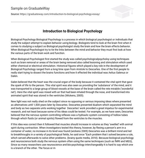⇉introduction To Biological Psychology Essay Example Graduateway